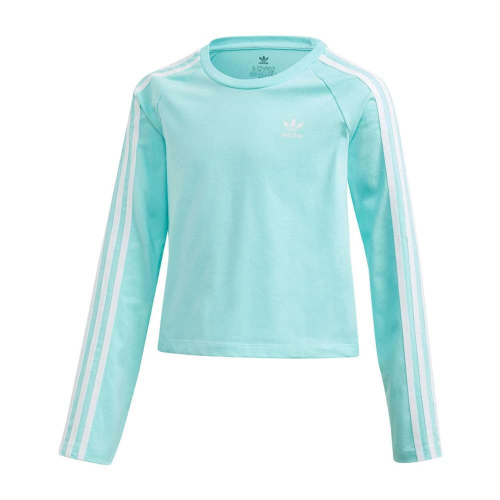 A cropped long sleeve t-shirt with adidas 3-Stripes design for girl.