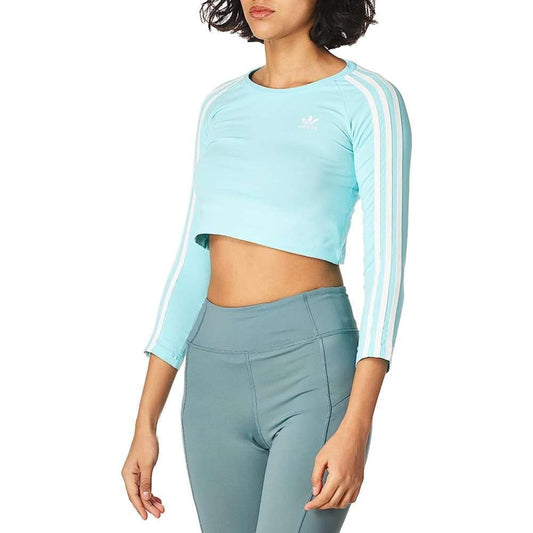A cropped long sleeve t-shirt with adidas 3-Stripes design for girl.