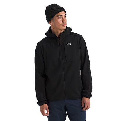 Men’s TNF™ Performance Fleece Full-Zip Hoodie in black, featuring full-zip front, adjustable hood, and The North Face® logo on chest.