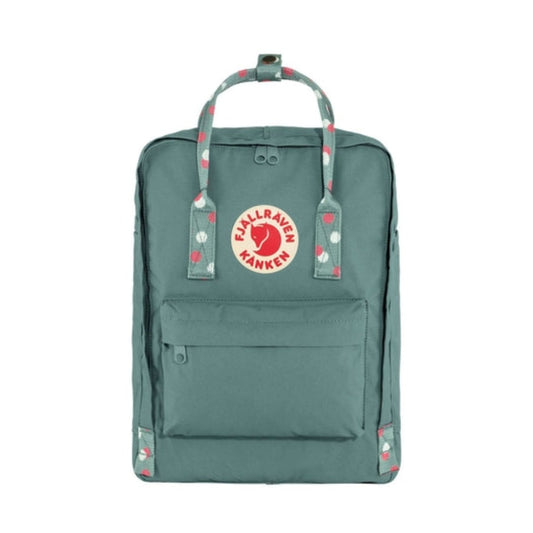 Fjällräven Kånken backpack with a classic boxy shape, featuring top handles, adjustable shoulder straps, front zip pocket, and durable fabric for everyday use.