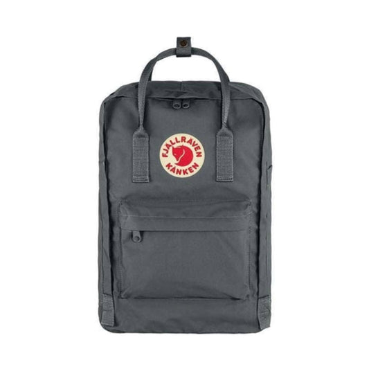 Fjällräven Kånken Laptop 15-inch backpack with a boxy shape, padded laptop compartment, front zip pocket, and adjustable shoulder straps, designed for everyday carry