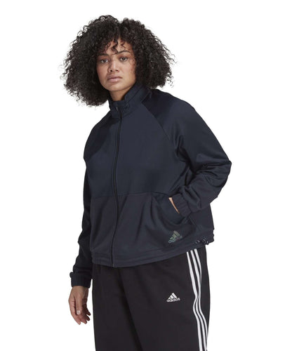 adidas Women's X ZOE SALDANA PRIMEGREEN TRICOT TRACK JACKET (PLUS SIZE) GS3889 Legend Ink
