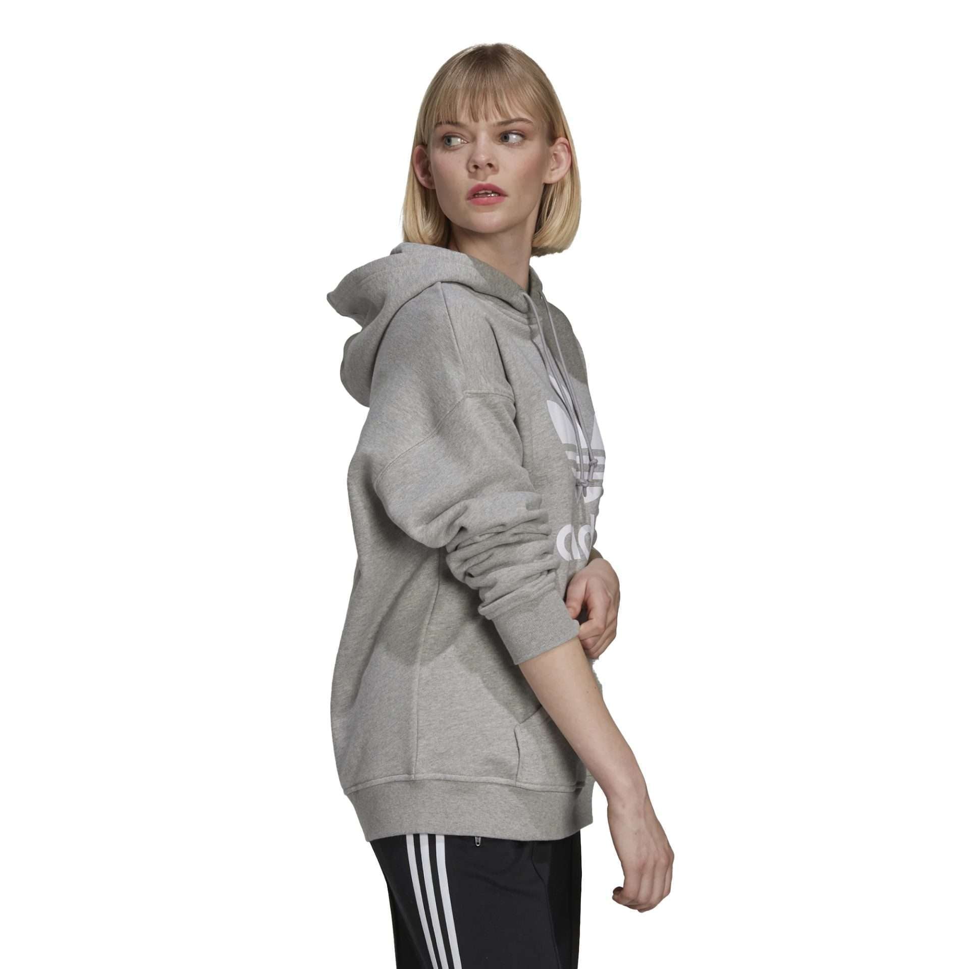 adidas Originals Women's ADIDAS ADICOLOR TREFOIL HOODIE  H33589 Medium Grey Heather