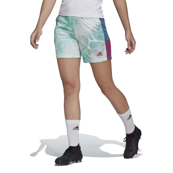A front view of the adidas Women's Tiro Shorts in black