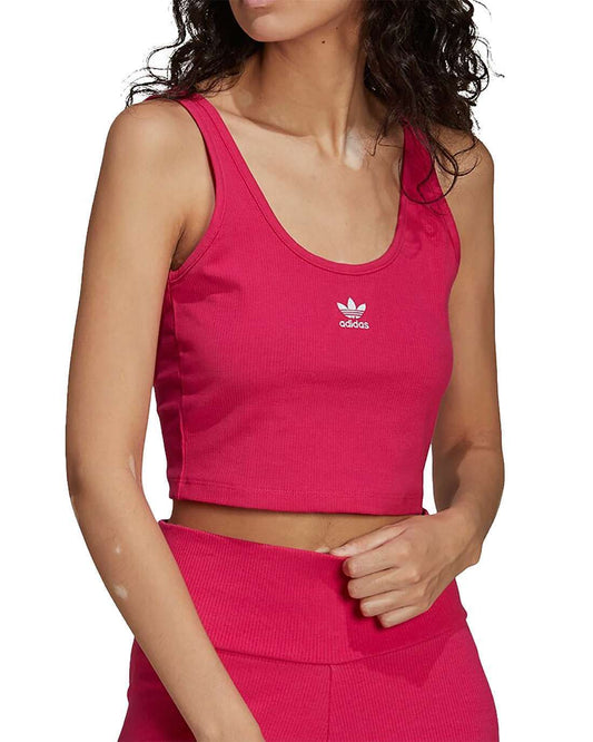 adidas Women's ADICOLOR ESSENTIALS RIB TANK TOP, HG6164, Real Magenta