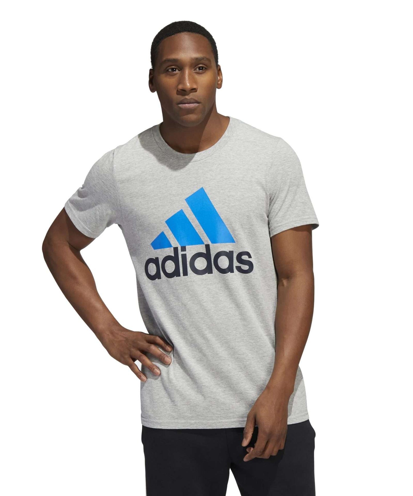 adidas Big & Tall Badge of Sport Tee  ,HH9021, Black / Blue Rush / Halo Silver