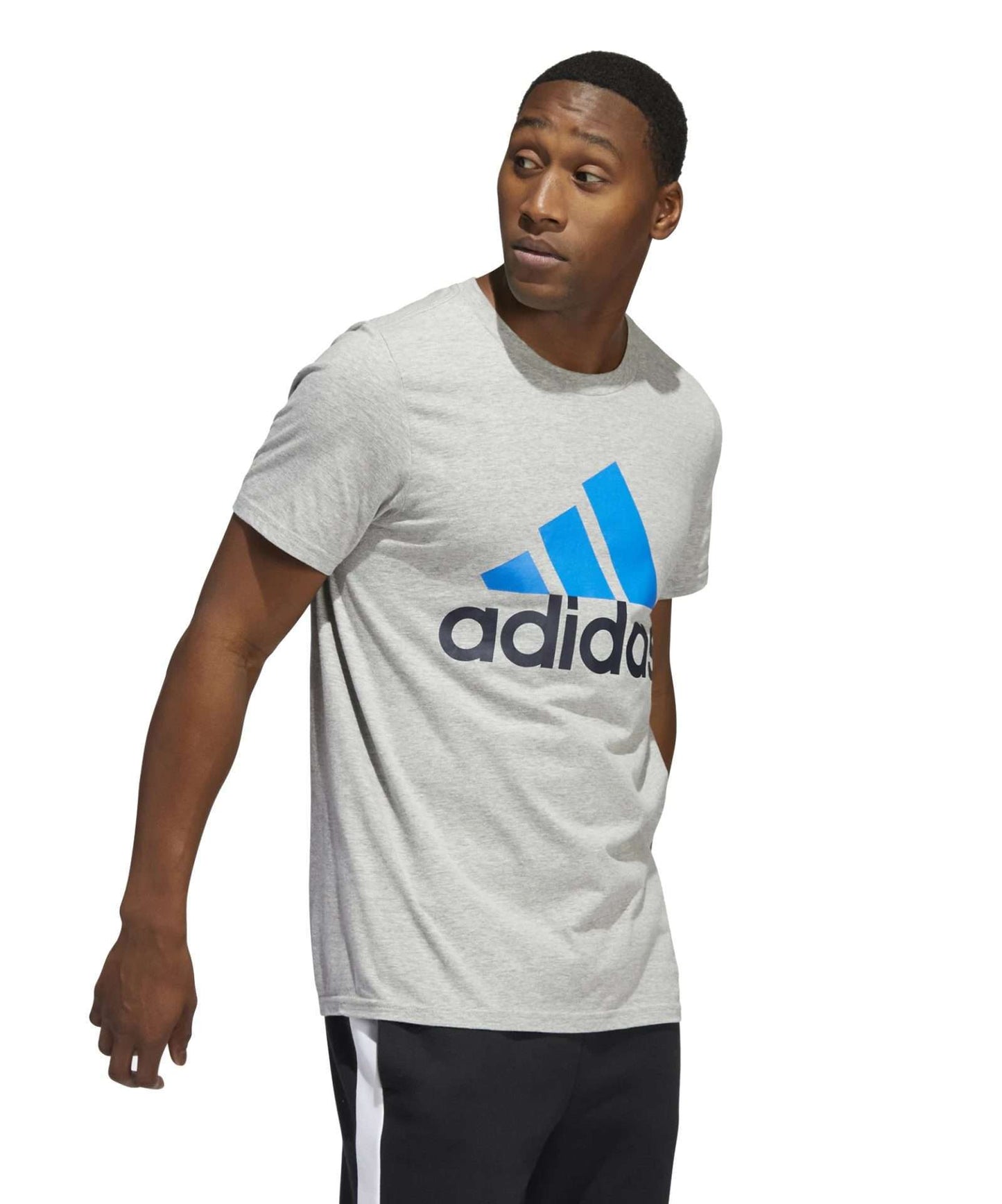 adidas Big & Tall Badge of Sport Tee  ,HH9020,  Medium Grey Heather / Blue Rush / Legend Ink