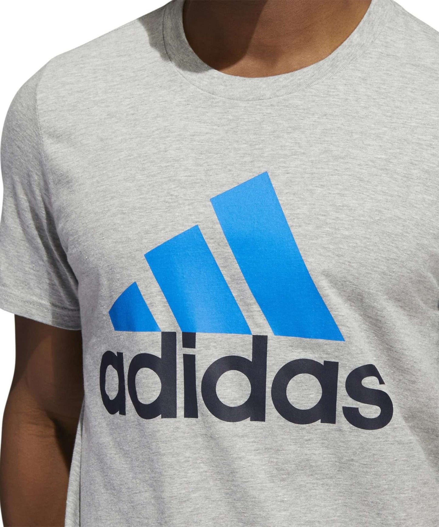 adidas Big & Tall Badge of Sport Tee  ,HH9020,  Medium Grey Heather / Blue Rush / Legend Ink
