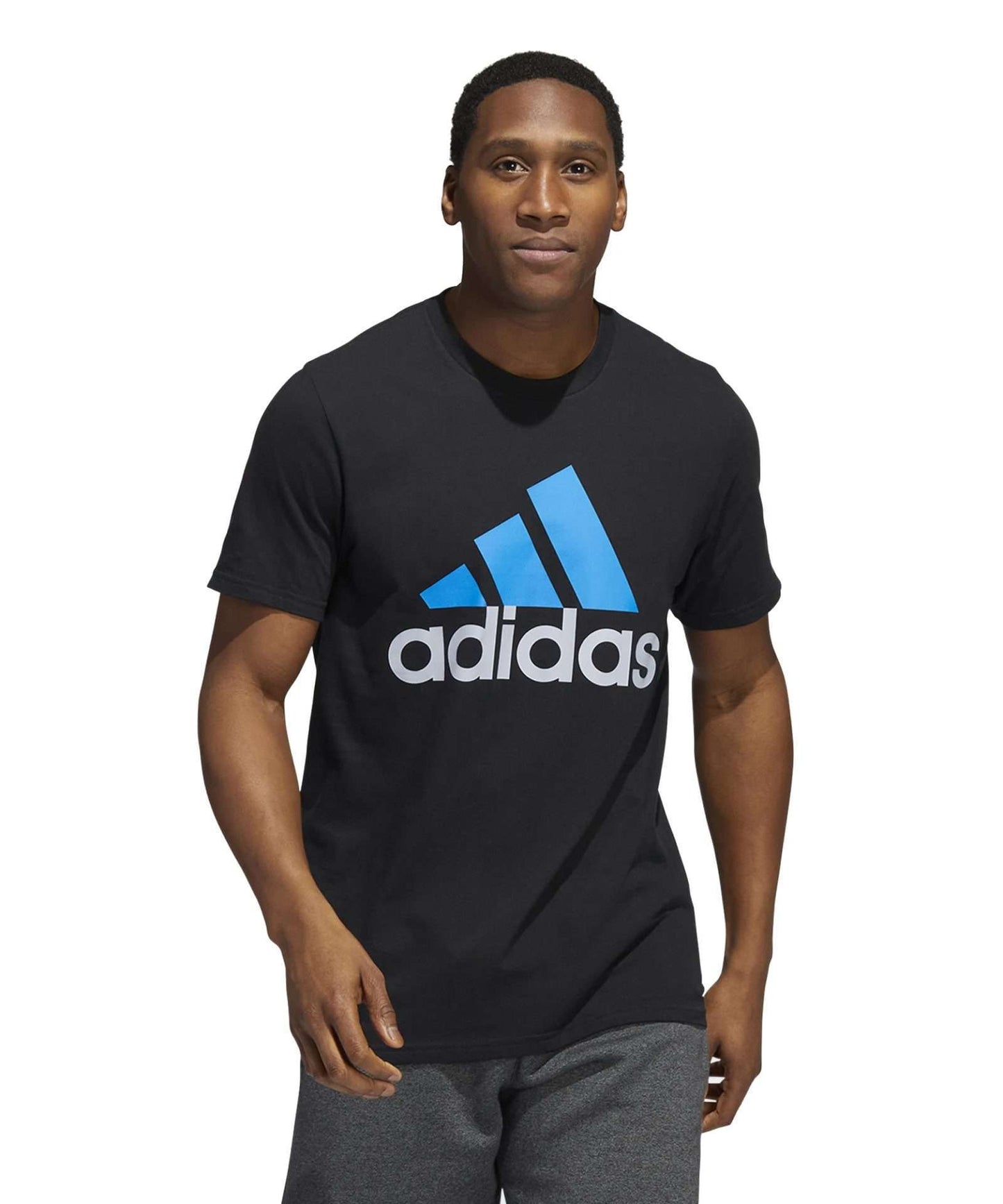 adidas Big & Tall Badge of Sport Tee  ,HH9021, Black / Blue Rush / Halo Silver