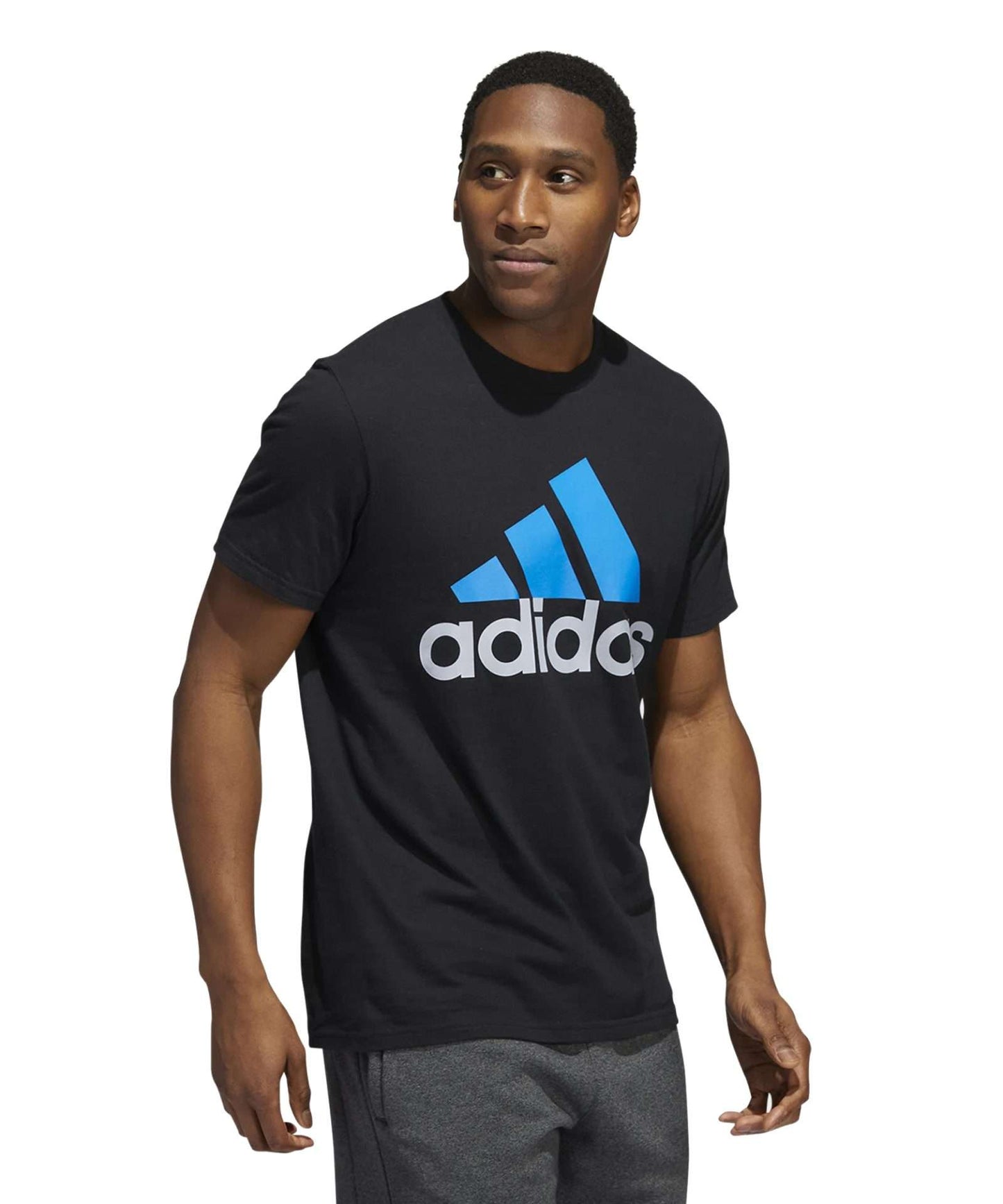 adidas Big & Tall Badge of Sport Tee  ,HH9021, Black / Blue Rush / Halo Silver