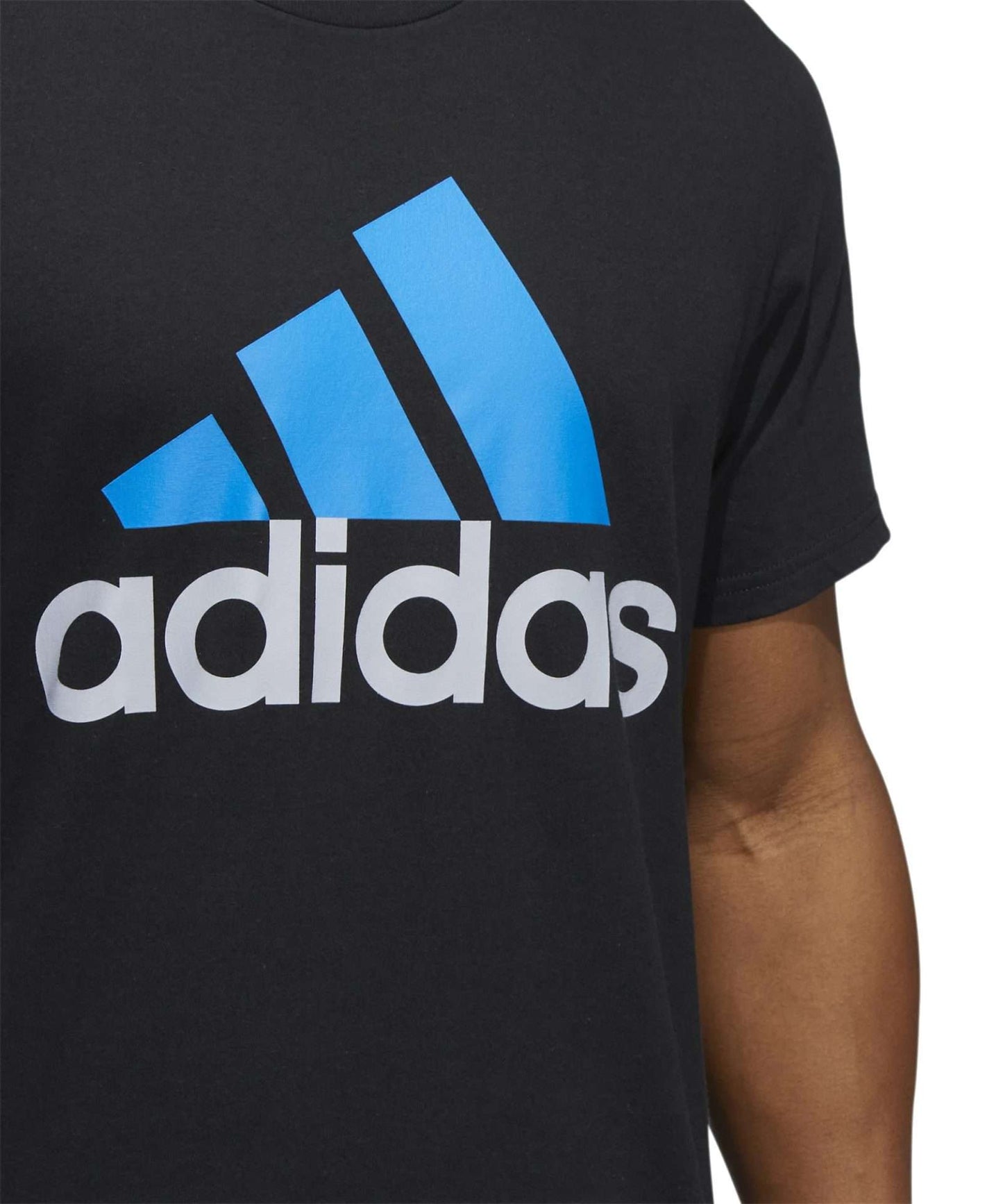 adidas Big & Tall Badge of Sport Tee  ,HH9021, Black / Blue Rush / Halo Silver