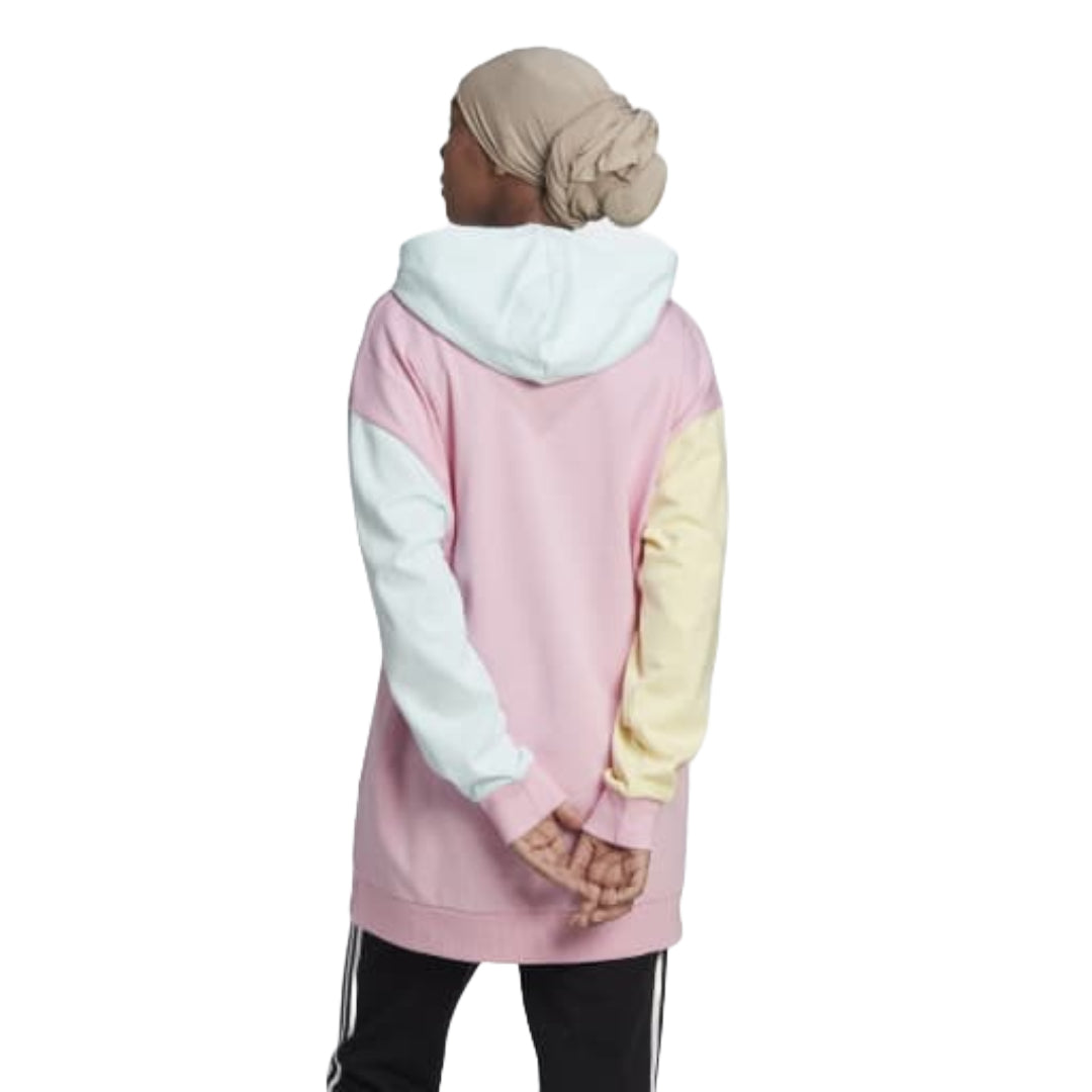 adidas Women's CB FT Hoodie Sweat in a color block design, offering a casual and stylish look with cozy fleece for comfort and warmth.