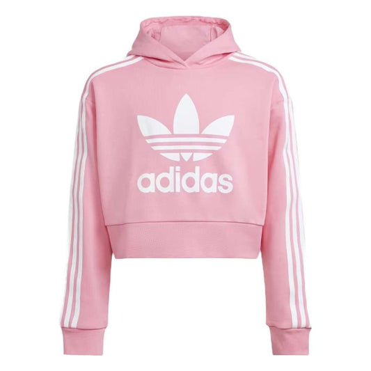 Trendy and stylish adidas Originals Kids' Adicolor Cropped Hoodie with a cropped length.