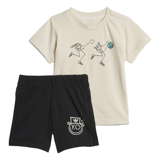 adidas Originals GRAPHIC COLLAB SHORTS AND TEE SET , HK9769, Non Dyed / Black