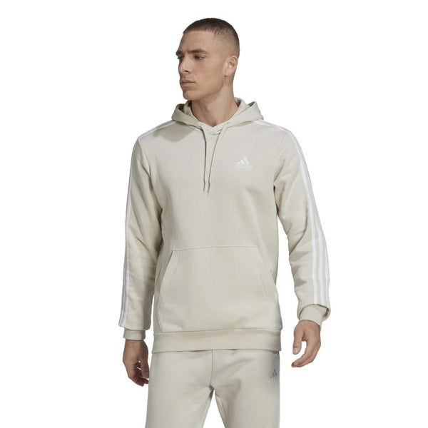 adidas MEN'S ESSENTIALS FLEECE 3-STRIPES HOODIE , HL2265, Aluminium / White