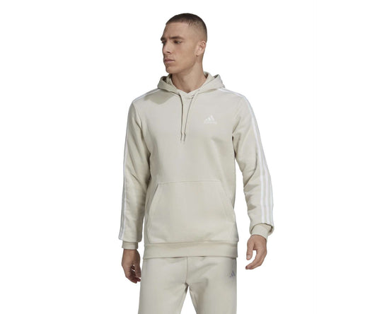 adidas MEN'S ESSENTIALS FLEECE 3-STRIPES HOODIE , HL2265, Aluminium / White