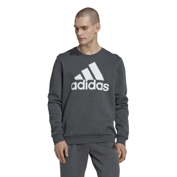 adidas Men's ESSENTIALS BIG LOGO SWEATSHIRT ,HL2295, Dark Grey Heather / White
