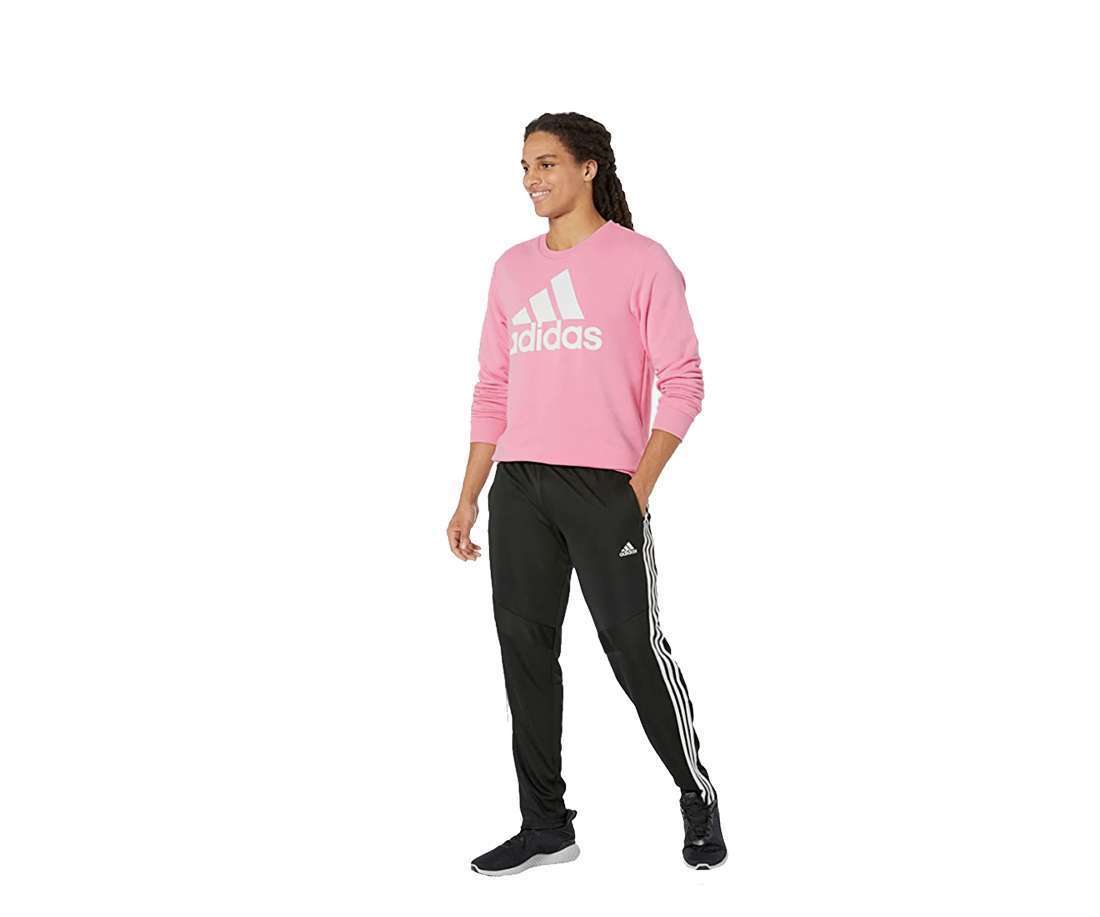 adidas Men's Essentials Big Logo Fleece Sweatshirt , HL2305, Bliss Pink/White