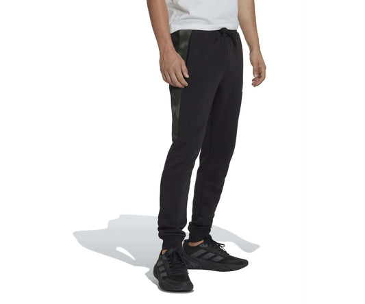 adidas Men's ESSENTIALS CAMO PRINT FLEECE PANTS , HL6929, Black
