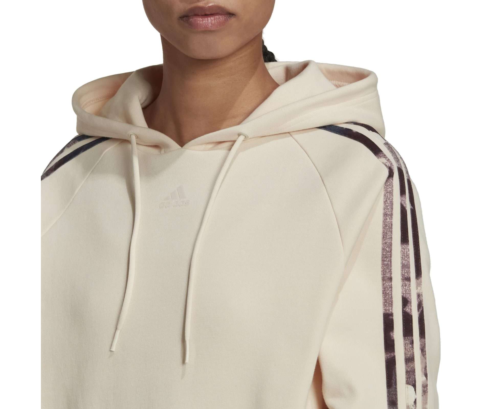 adidas WOMEN'S ESSENTIALS 2 ALLOVER PRINT HOODIE , HM5278, Ecru Tint / Multicolor / Purple Met.
