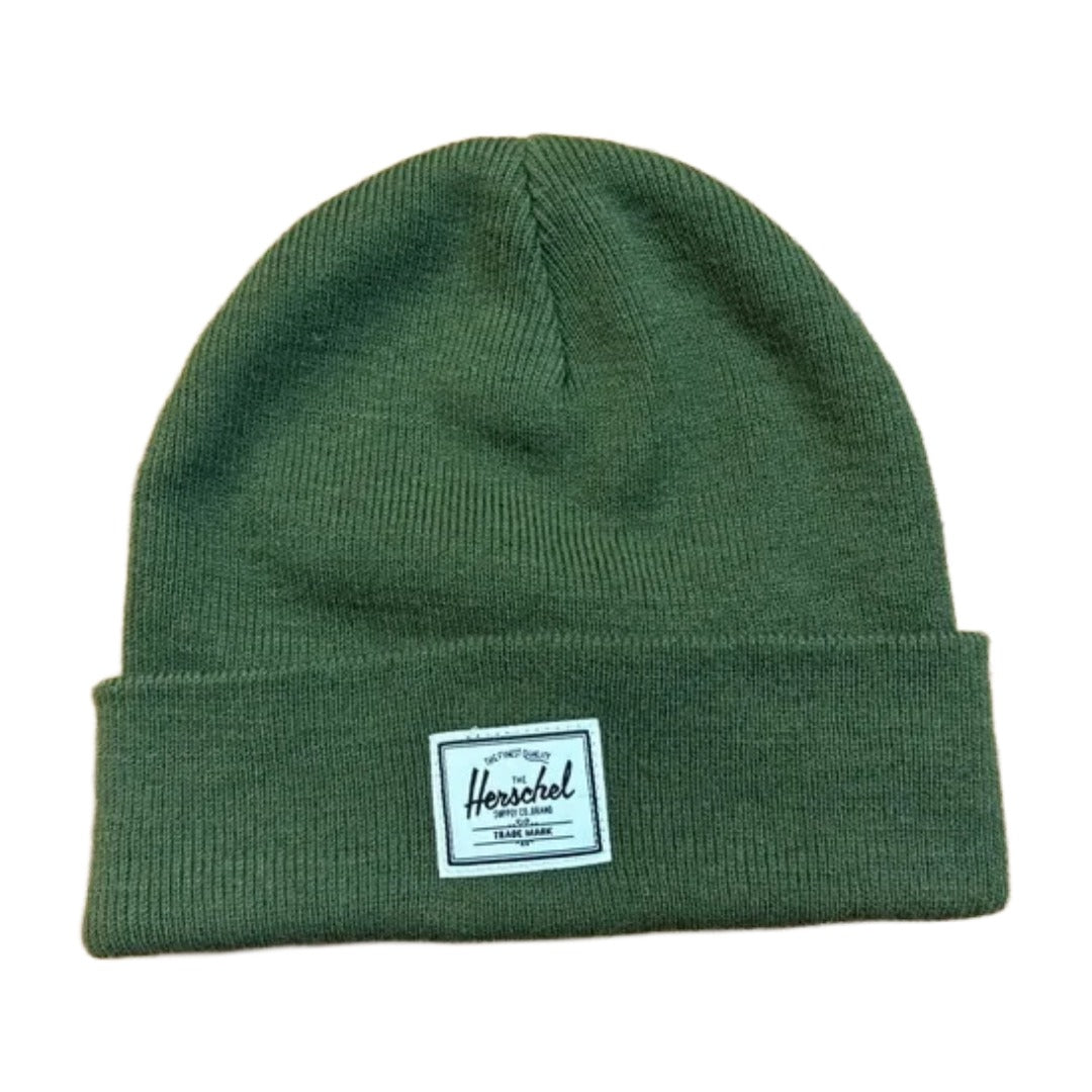 Herschel Elmer beanie with a cuffed knit design, soft fabric, and logo patch, suitable for everyday cold-weather wear.