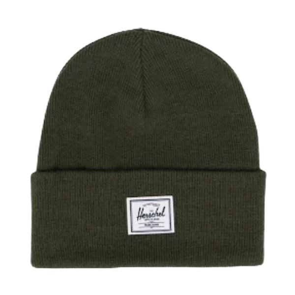 Herschel Elmer beanie with a cuffed knit design, soft fabric, and logo patch, suitable for everyday cold-weather wear.