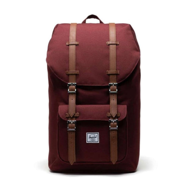 Herschel Little America backpack featuring a classic mountaineering design, drawcord closure, front straps, and a padded laptop compartment for everyday use.