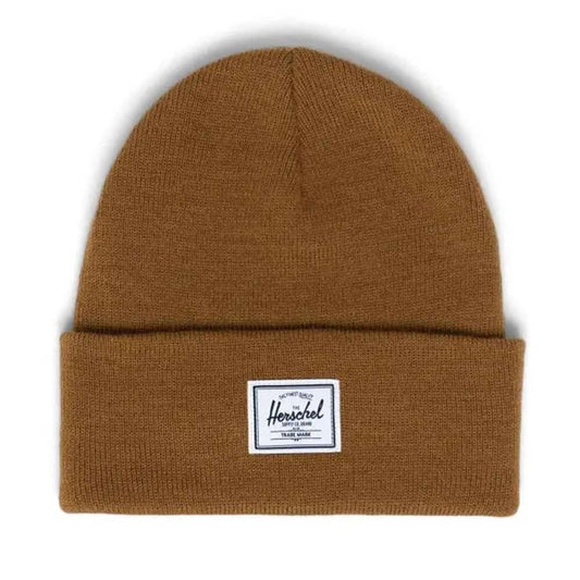 Herschel Elmer beanie with a cuffed knit design, soft fabric, and logo patch, suitable for everyday cold-weather wear.