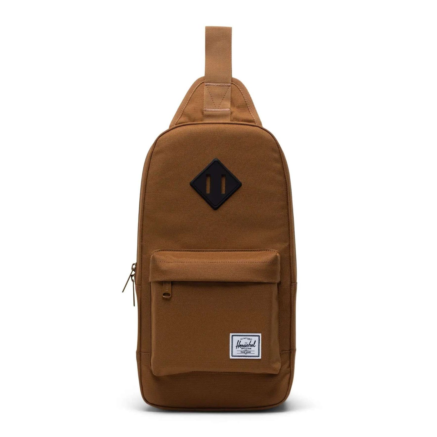 Herschel Heritage shoulder bag with a compact crossbody design, front zip pocket, adjustable strap, and signature diamond detail for everyday use.