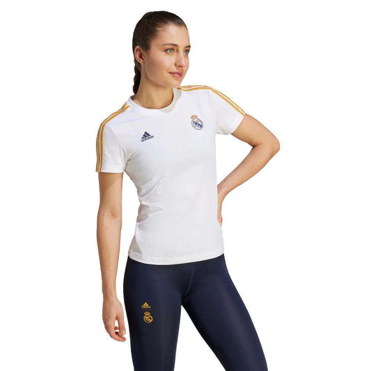 adidas Women's Real Madrid 2023-24 3 Stripe Tee - White