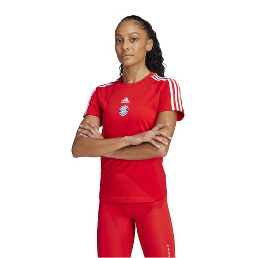 adidas Women's FC Bayern 3 Stripes Tee - Red/White