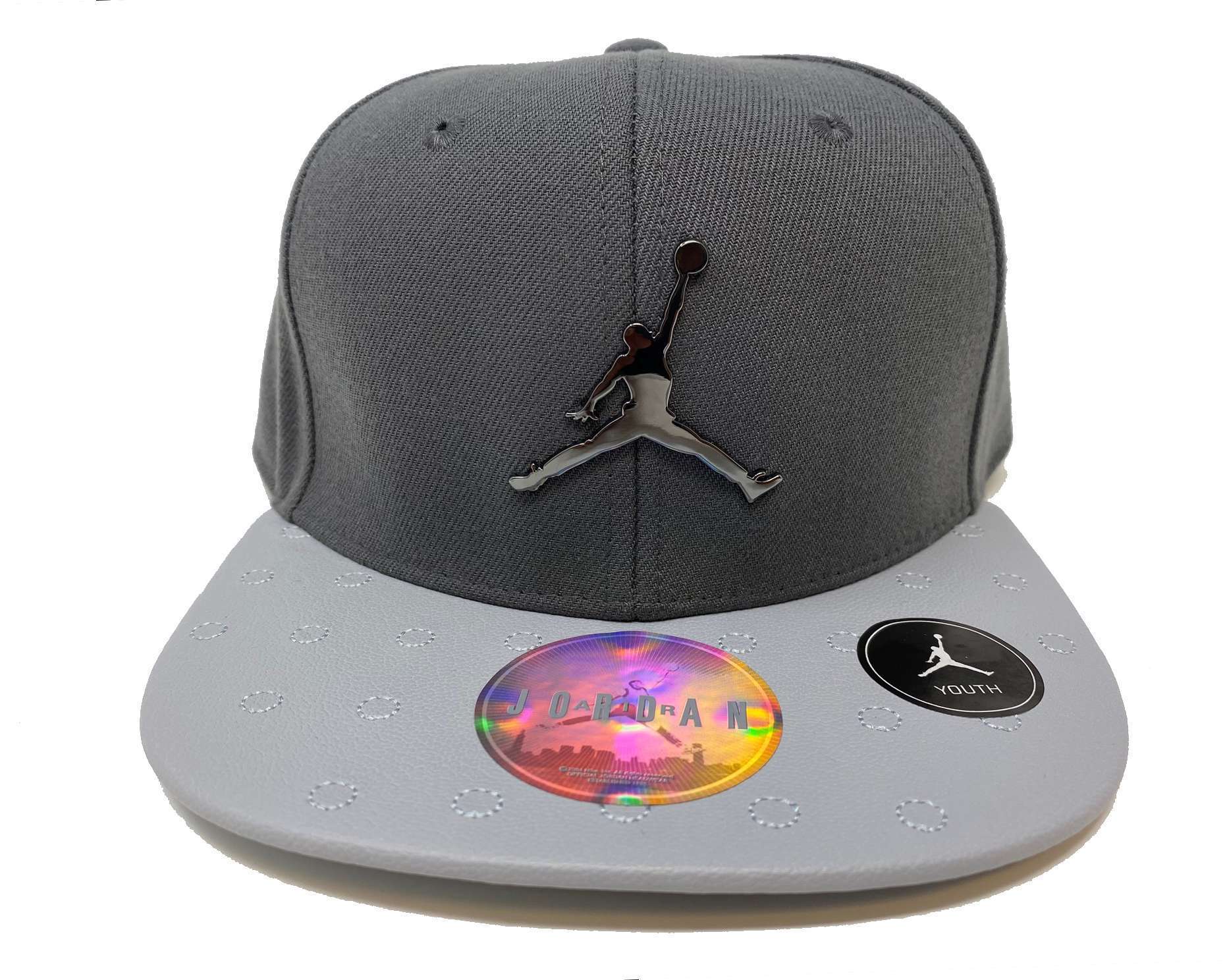 Jordan Boy's Retro 13 Faux Leather Snapback Cap 8/20 Gray (9A1961-G1A)