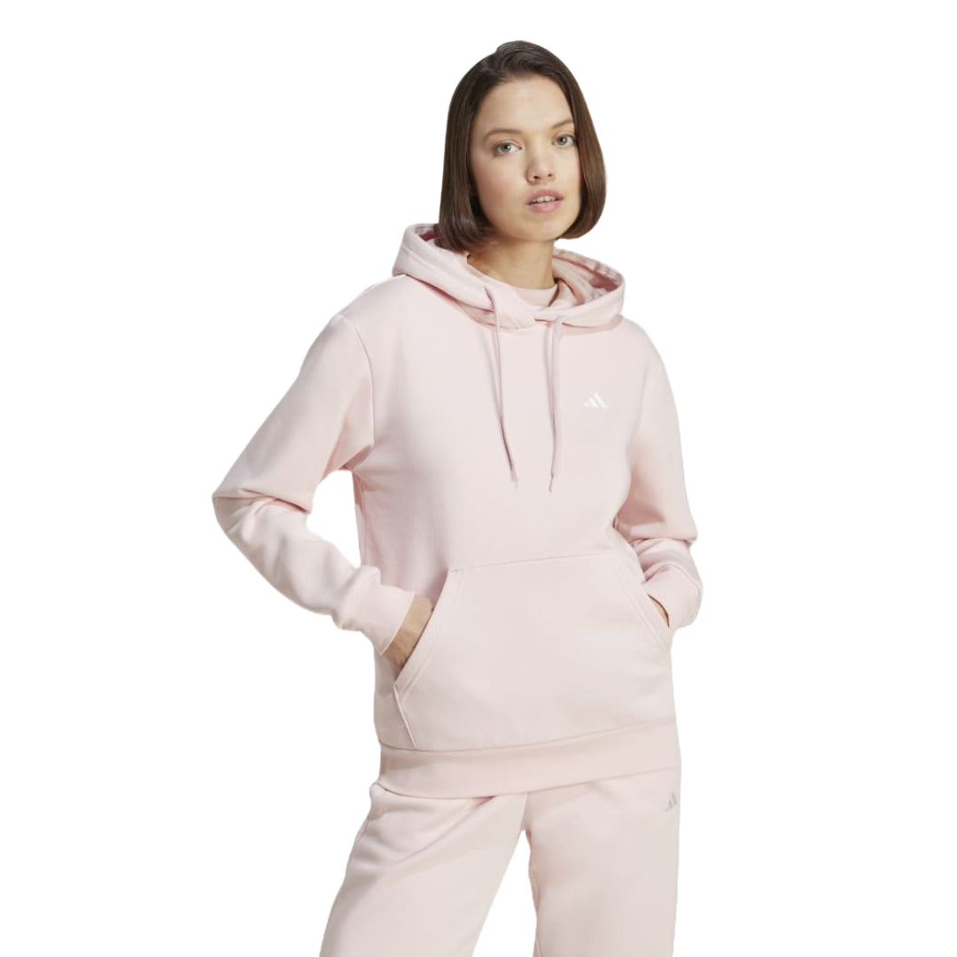 adidas Women's Essentials Small Logo Feel Cozy Hoodie in a relaxed fit, perfect for comfort and style.