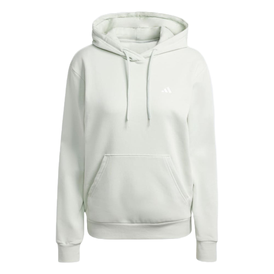 adidas Women's Essentials Small Logo Feel Cozy Hoodie in a relaxed fit, perfect for comfort and style.