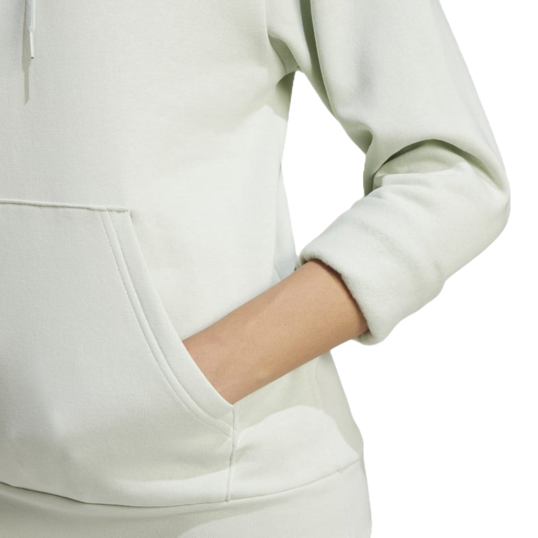 adidas Women's Essentials Small Logo Feel Cozy Hoodie in a relaxed fit, perfect for comfort and style.