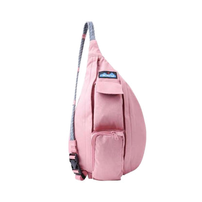 Compact mini sling backpack featuring a rope shoulder strap, multiple zippered storage compartments, and a lightweight crossbody design for everyday carry