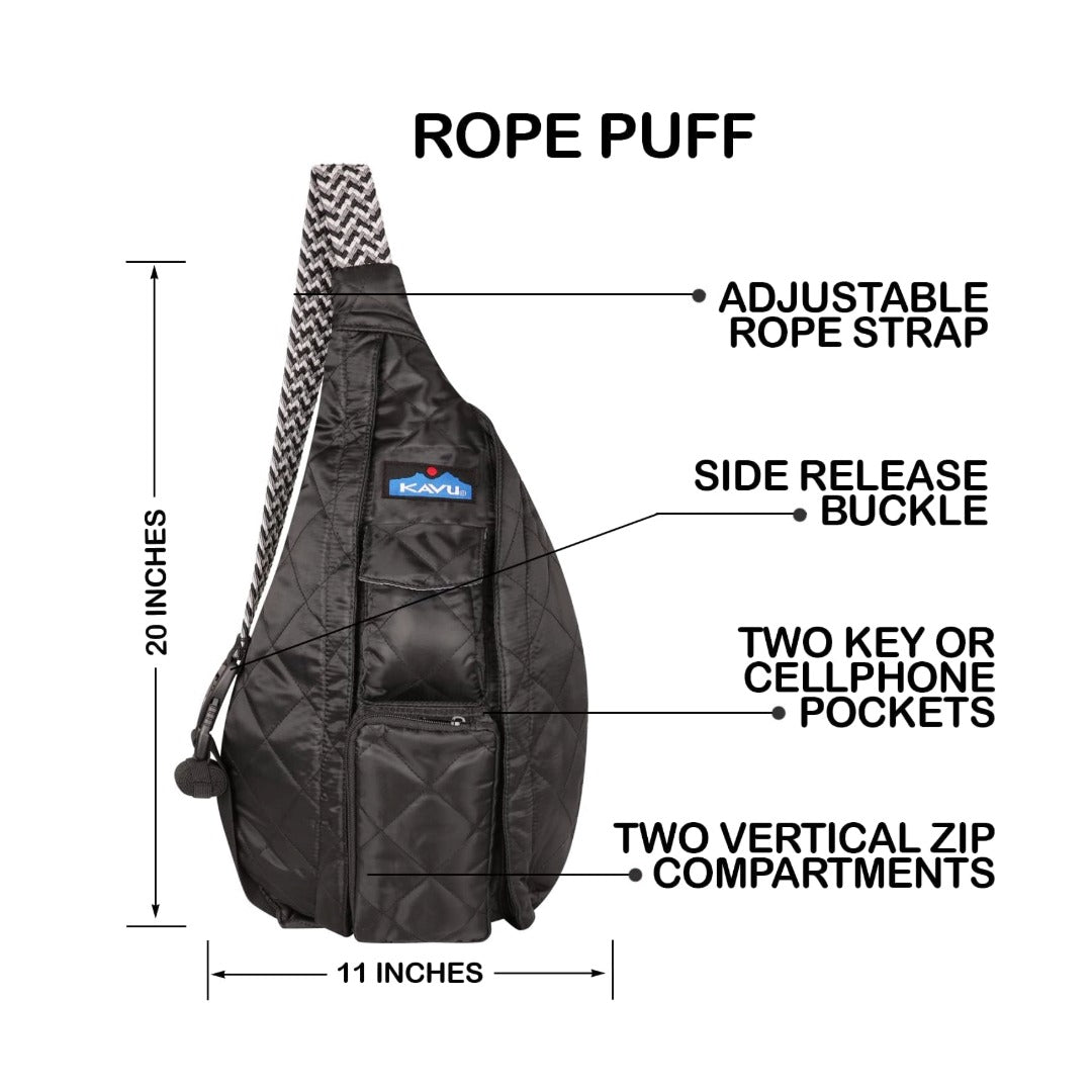 KAVU Original Rope Puff Diamond Quilted Mini Sling Pack - Black