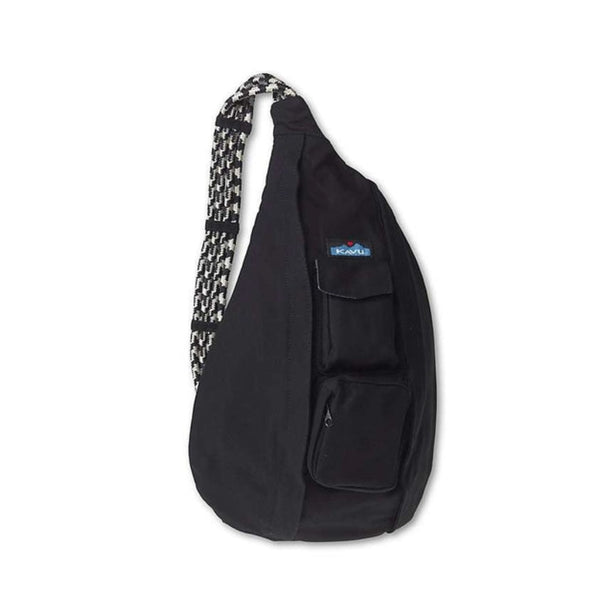 Crossbody sling bag featuring a rope shoulder strap, multiple zippered compartments, and a compact hands-free design for travel, hiking, and everyday carry