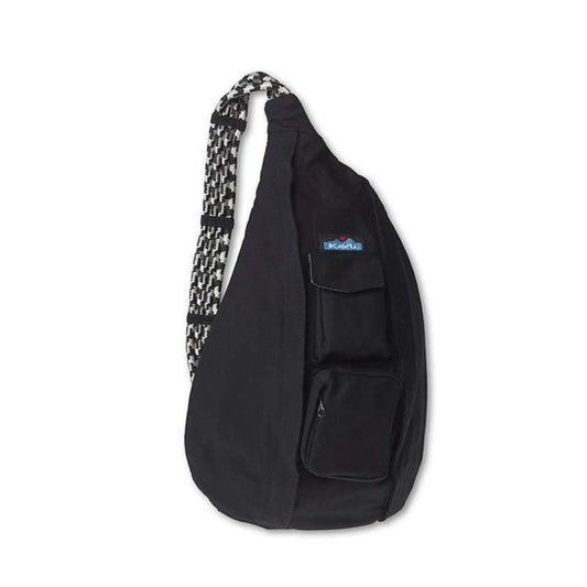 Crossbody sling bag featuring a rope shoulder strap, multiple zippered compartments, and a compact hands-free design for travel, hiking, and everyday carry