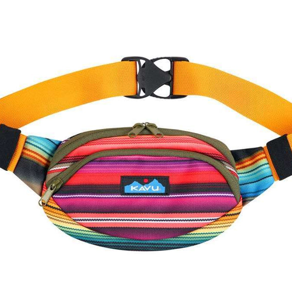 Compact waist bag featuring an adjustable strap, multiple zippered compartments, and a lightweight hands-free design for travel, festivals, and everyday carry