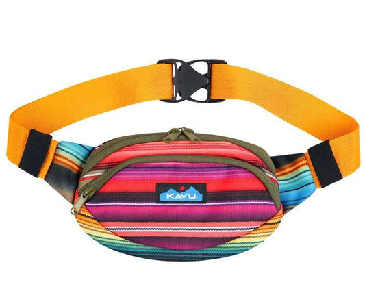 Compact waist bag featuring an adjustable strap, multiple zippered compartments, and a lightweight hands-free design for travel, festivals, and everyday carry