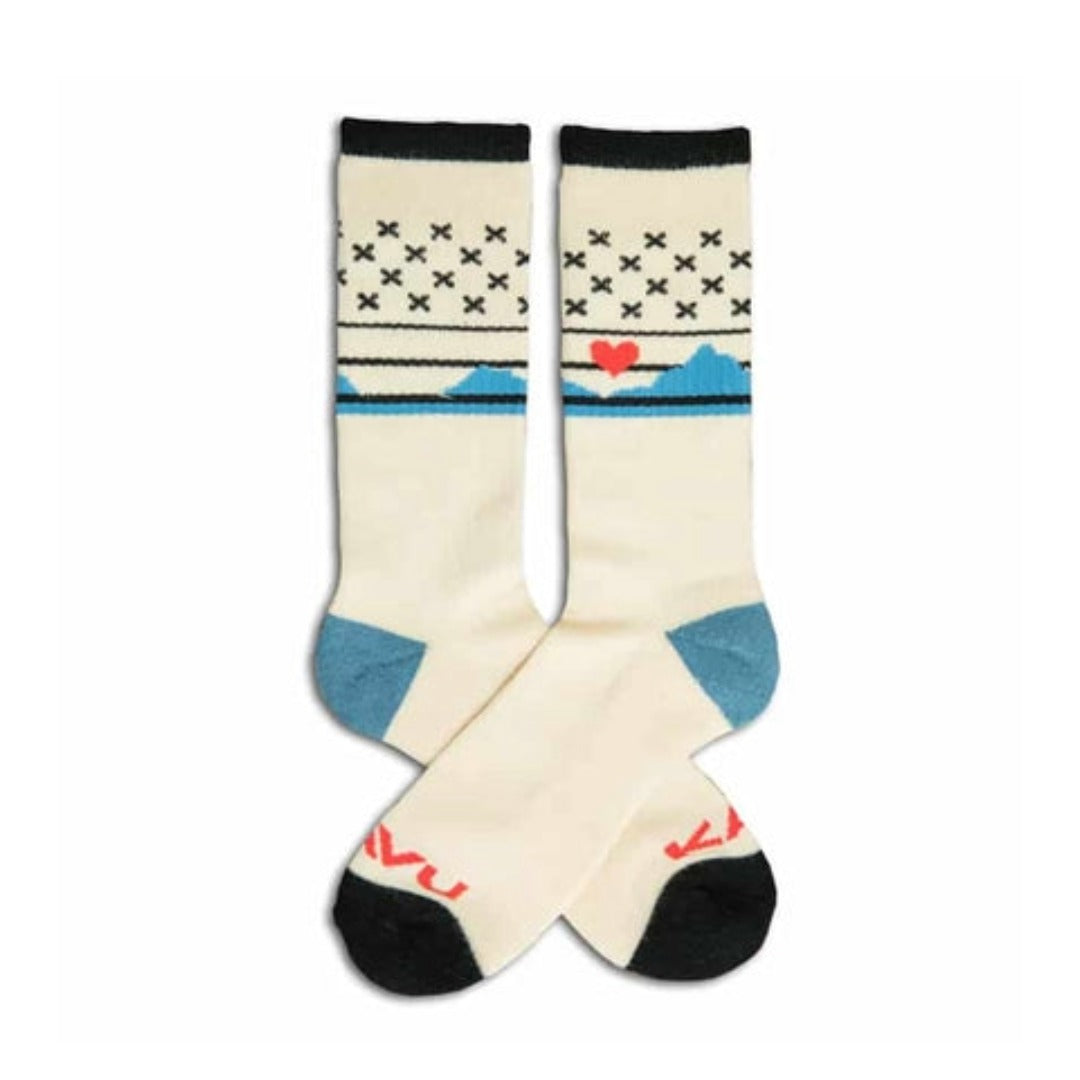 Unisex crew socks featuring a soft knit construction, ribbed cuffs, comfortable stretch fit, and playful graphic design for everyday casual wear