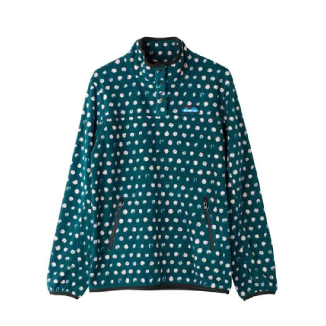 Women’s fleece pullover featuring a soft plush construction, relaxed fit, high collar, and lightweight warmth for casual wear and outdoor adventures