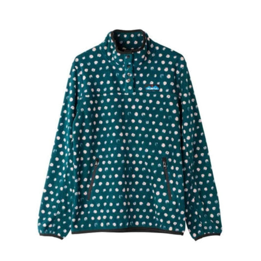 Women’s fleece pullover featuring a soft plush construction, relaxed fit, high collar, and lightweight warmth for casual wear and outdoor adventures