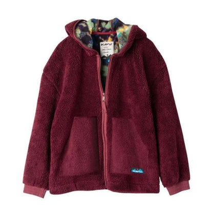 Women’s hooded fleece jacket featuring a soft plush construction, full-zip front, hand pockets, and a relaxed silhouette for cozy cold-weather comfort