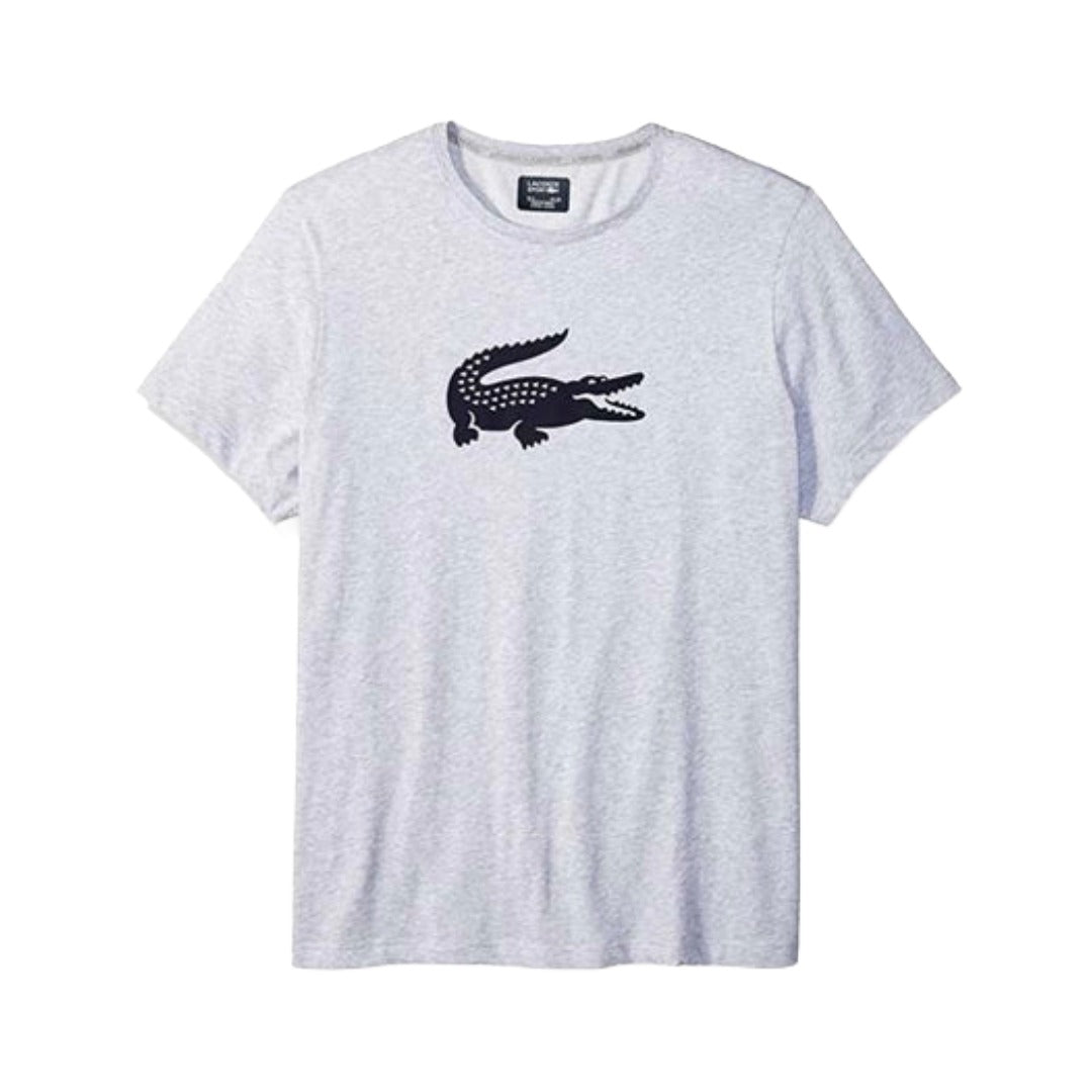 Lacoste Men's Sport Short Sleeve Ultra Dry Croc Graphic T-Shirt / Deep-Silver-Chinenavy-Blue