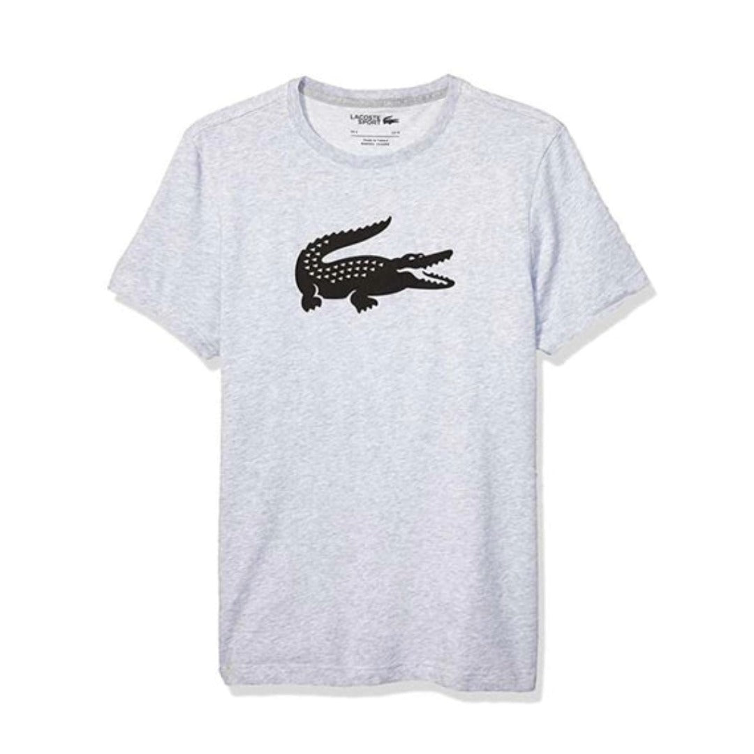 Lacoste men’s sport t-shirt with a croc graphic, short sleeves, and moisture-wicking fabric for athletic and casual use.
