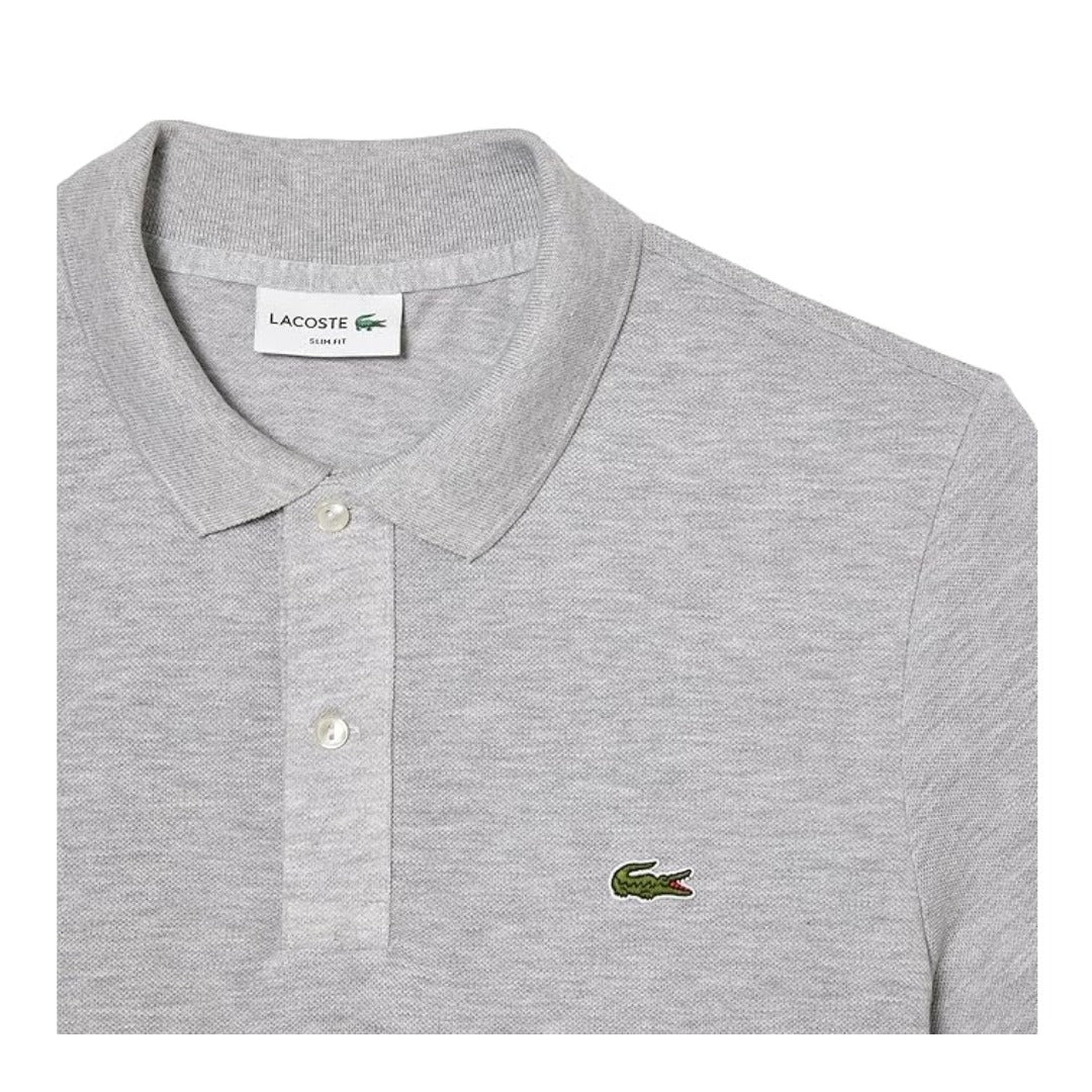 Lacoste Men's Classic Pique Slim Fit Short Sleeve Polo Shirt - Silver/Grey Chine