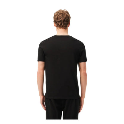 Lacoste Men's 100% Cotton Regular Fit Crew Neck Undershirt 3-pack- Black