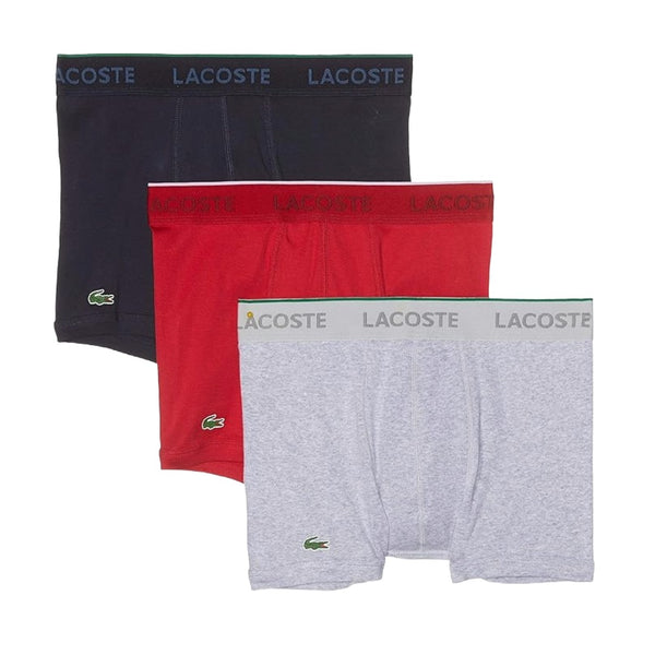 Lacoste men’s cotton trunk underwear featuring a short-leg design, soft breathable fabric, and elastic logo waistband for everyday comfort.